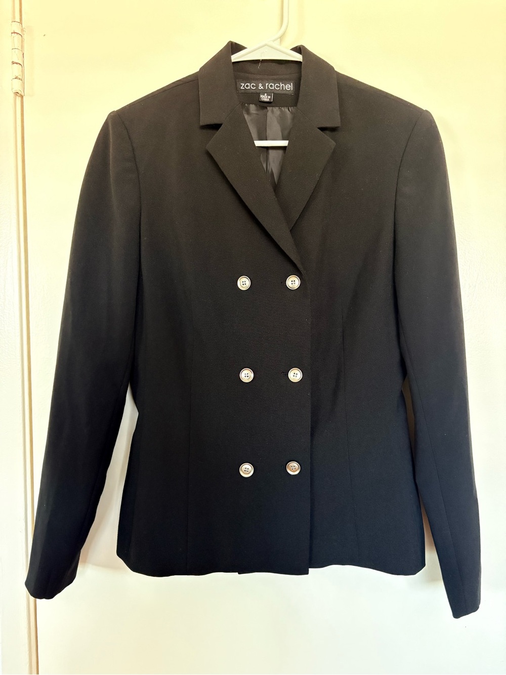Zac & Rachel Black Double-Breasted Women's Blazer with Silver Buttons